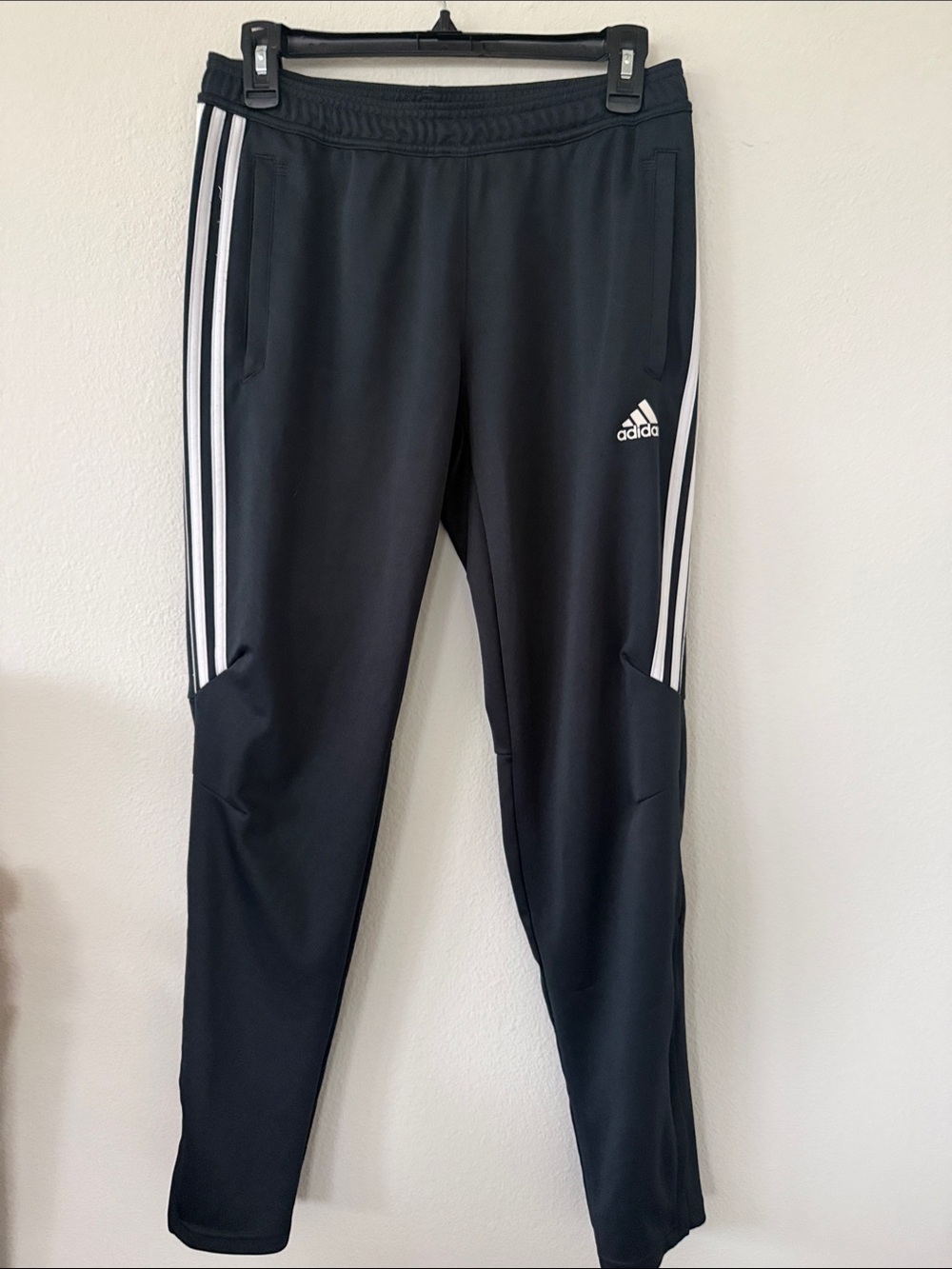 adidas Black Track Pants with White Three-Stripes
